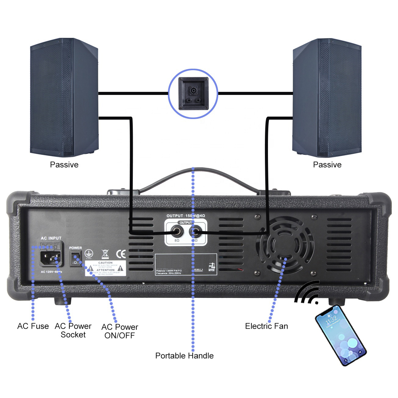 JMP8400BT Portable 8-Channel Power Mixer
